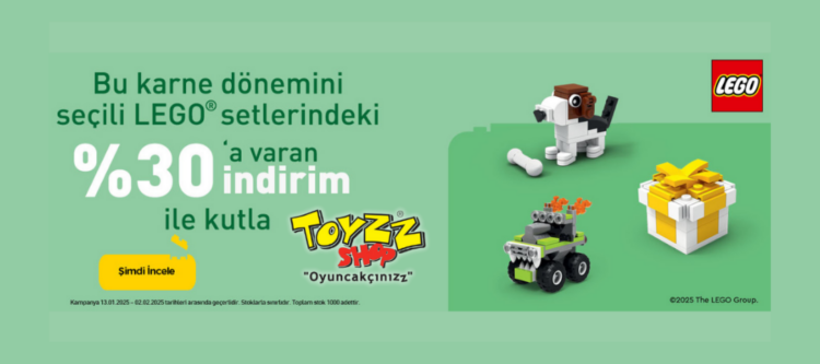 Toyzz Shop LEGO setlerinde %30’a varan indirim fırsatları ile çocukların hayal dünyasını keşfedin.